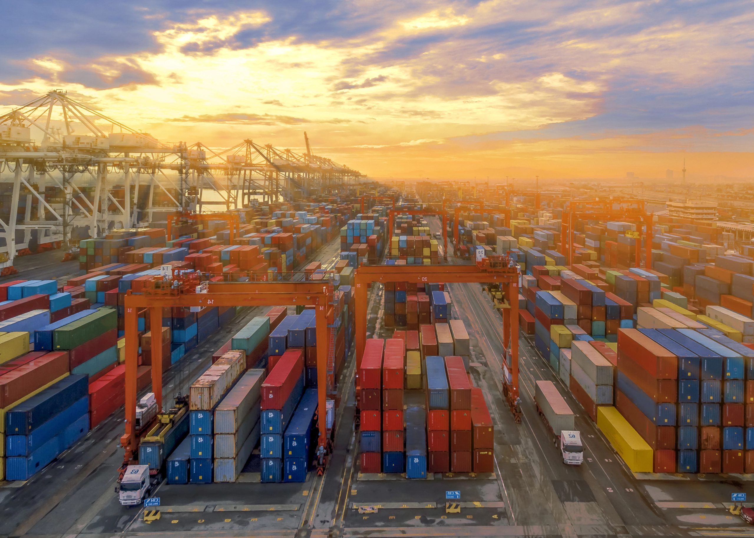 Areial shot of container port